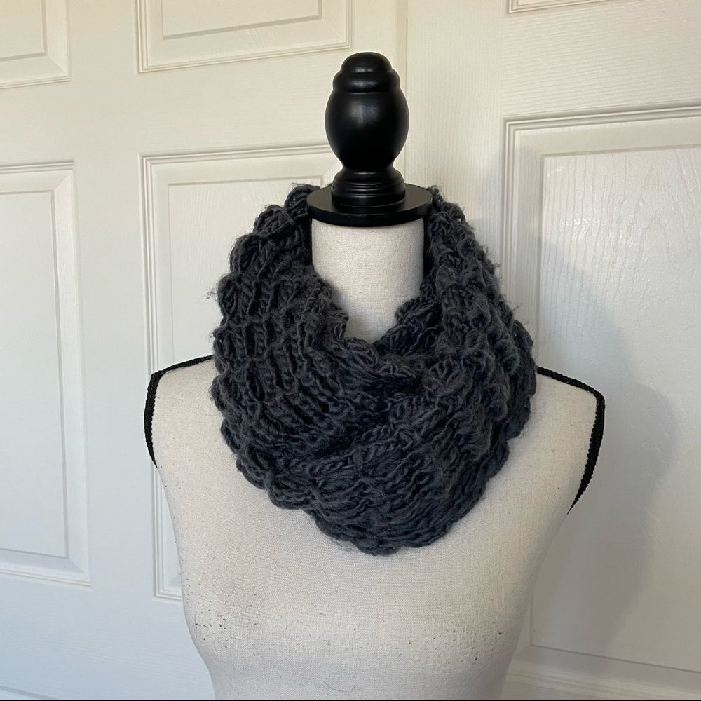 Charcoal Warm and Soft Crocheted Infinity Scarf